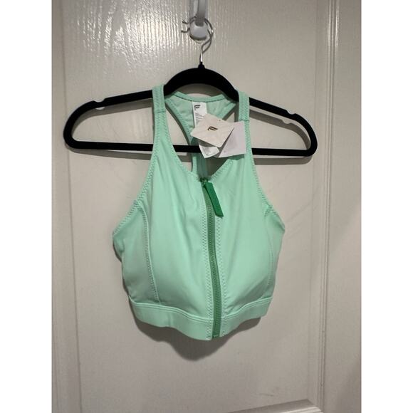 Fabletics Zip-Front Racerback Swim Top (Size M) -Sugared Lime/Hyper Turf - Picture 7 of 12